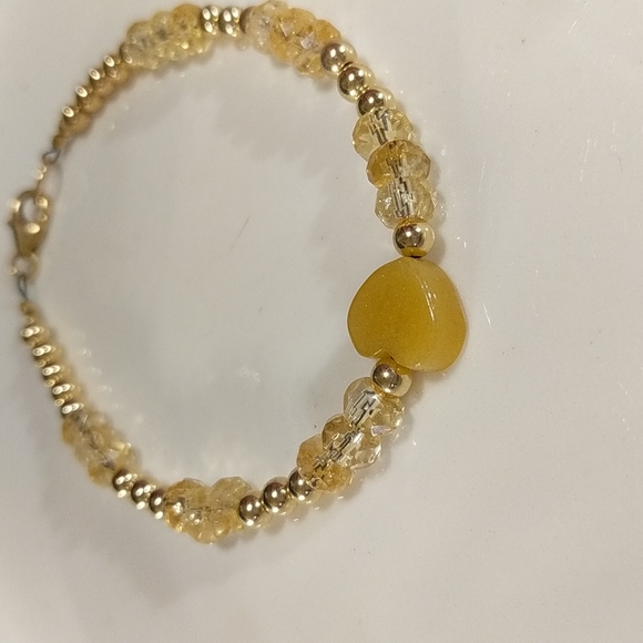 Topaz heart bracelet/ citrine/ 24 k gold bracelet - Picture 4 of 5